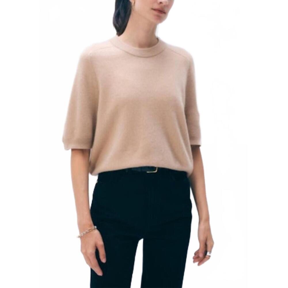 NEW WHITE + WARREN cashmere relaxed t-shirt in muted camel